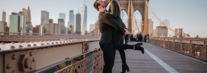 Sara & Tim - NYC Engagement Photos - Brooklyn Bridge